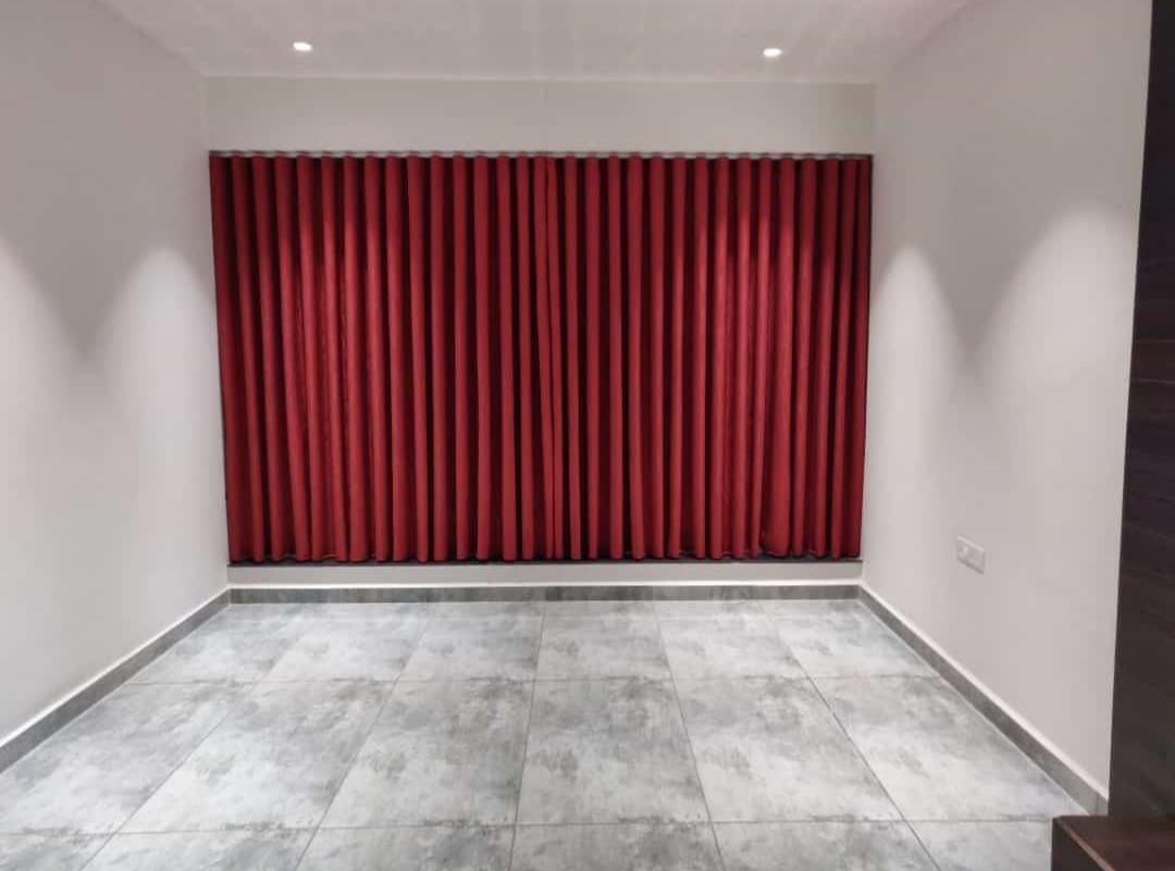 Maroon wave fold curtains